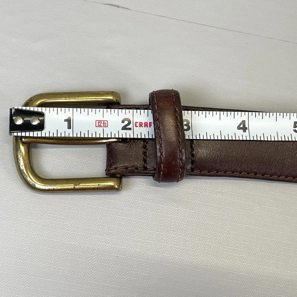 L.L. Bean Mens Size 44 Brown Leather Belt Full Grain - Made in USA